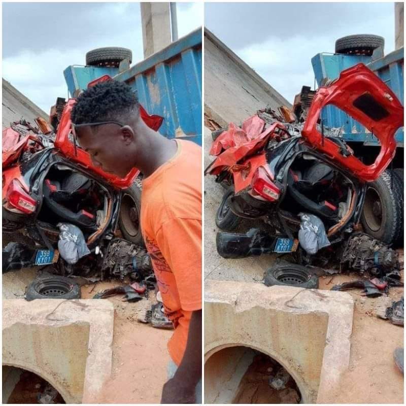 Collision entre un camion benne et un véhicule de particulier